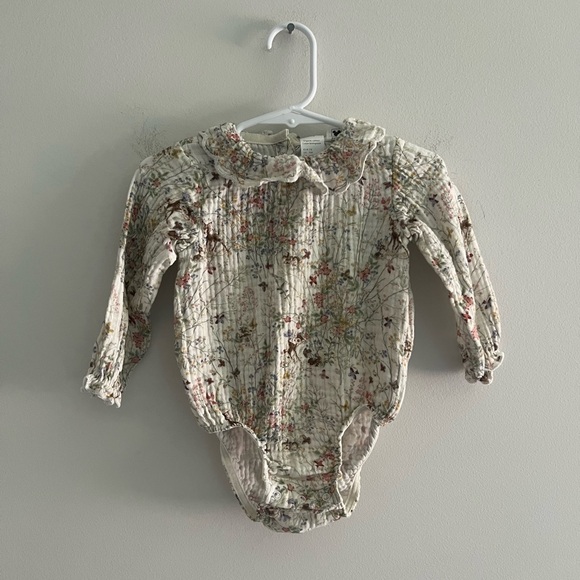 H&M Other - H&M Disney Bambi Woodland Floral Baby Romper Organic Cotton 9M Cottagecore
